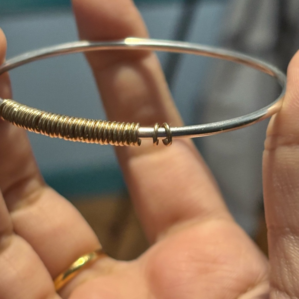 14K AND SILVER BANGLE (movable beads) - Picture 2 of 4